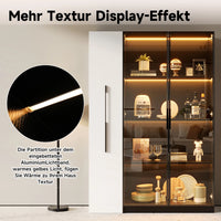 110.5×35×160cm Multifunction Showcase with Glass Door and LED, Side Drawer