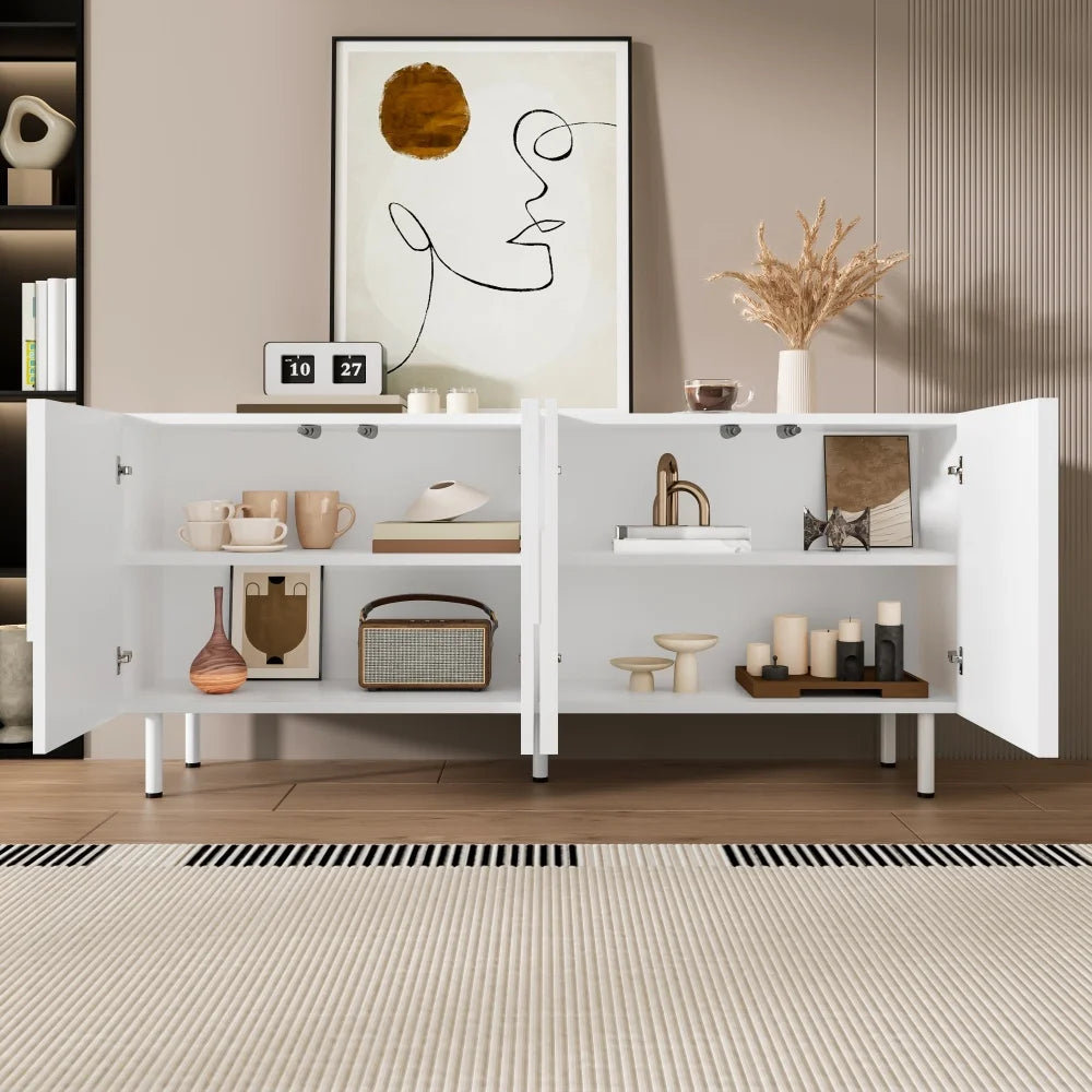 Modern Geometric Sideboard, with Irregular Curves, Living Room Cabinet