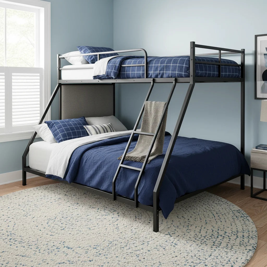 90*200cm & 140*200cm Metal Bunk Bed, 2-in-1 Bunk Bed Design
