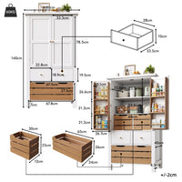 80x40x140cm Kitchen Cabinet, Multi-purpose Buffet, Snack Cabinet