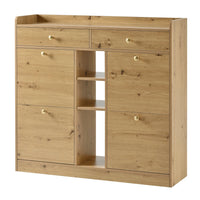 110 X 26 X 100cm Elegant Wooden Shoe Cabinet with 4 Folding Doors