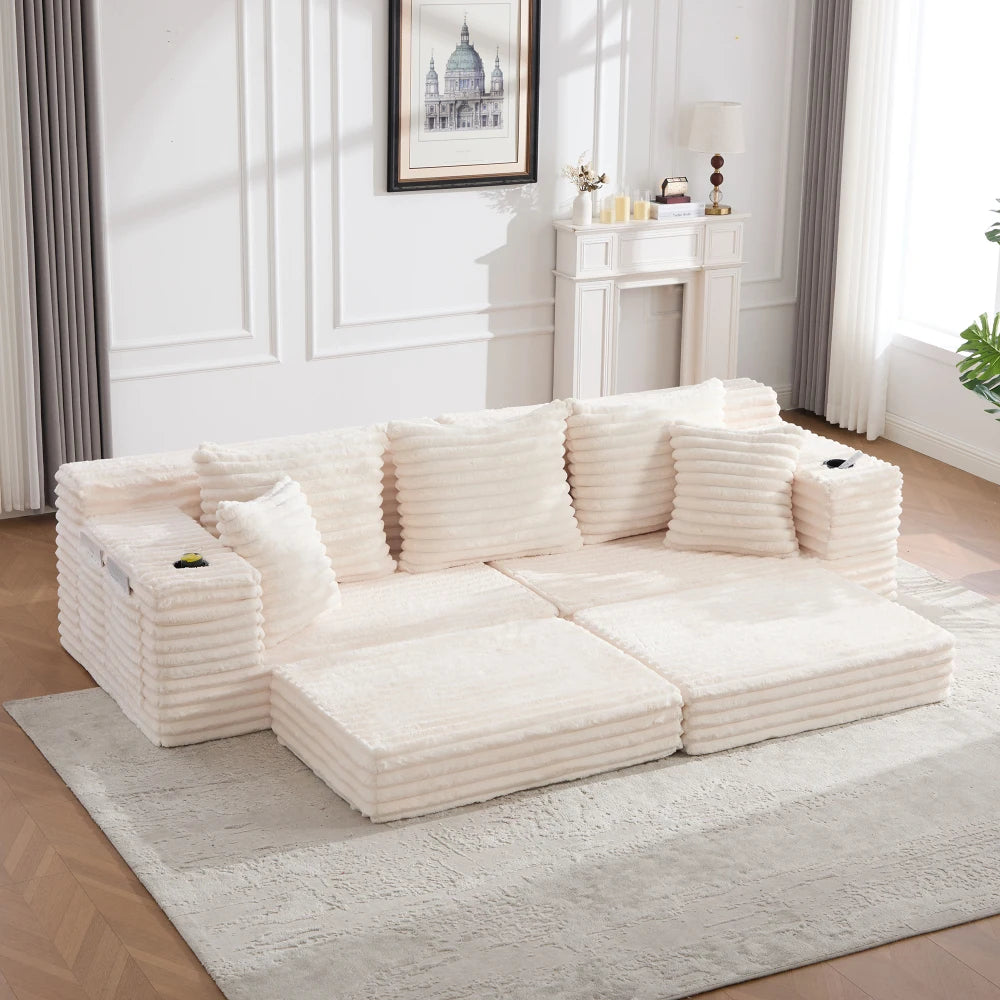 Modular Corduroy Compression Sofa Bed
