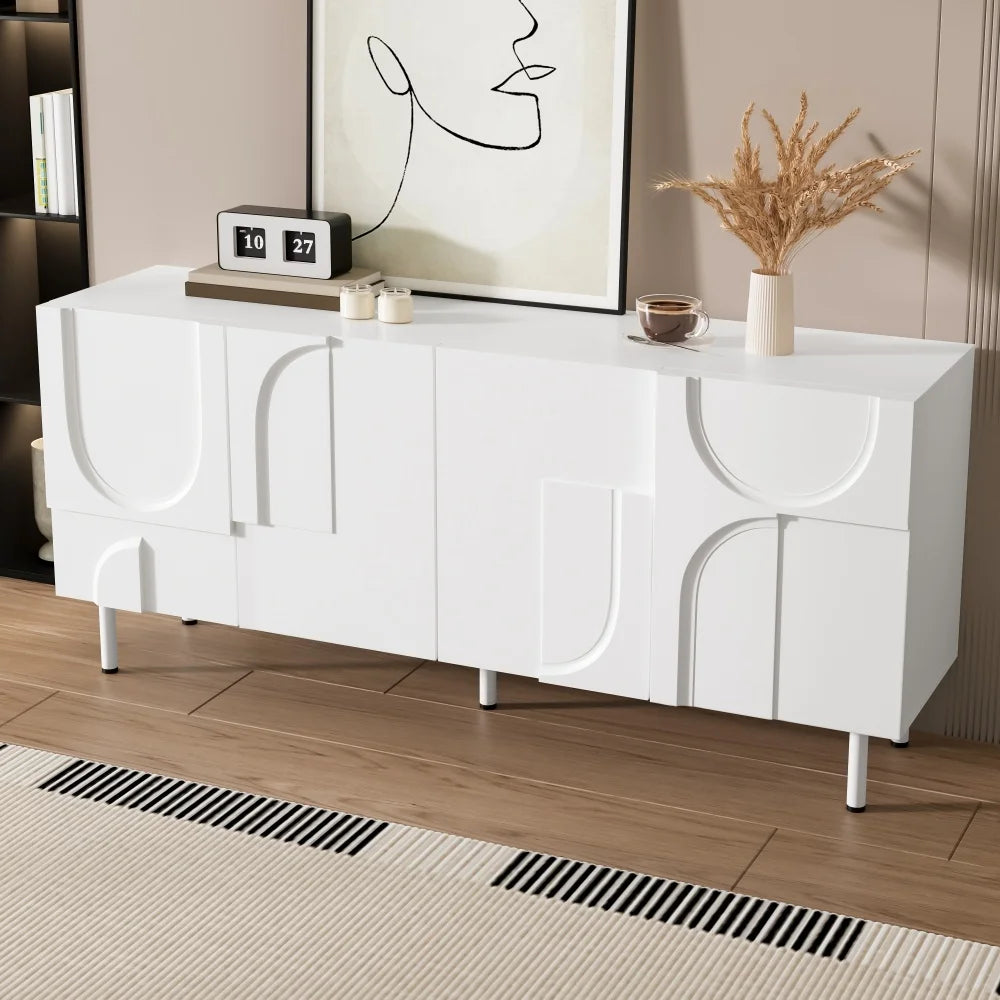 Modern Geometric Sideboard, with Irregular Curves, Living Room Cabinet