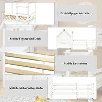 90x200cm Children's Bunk Bed, Beautiful Window and Roof