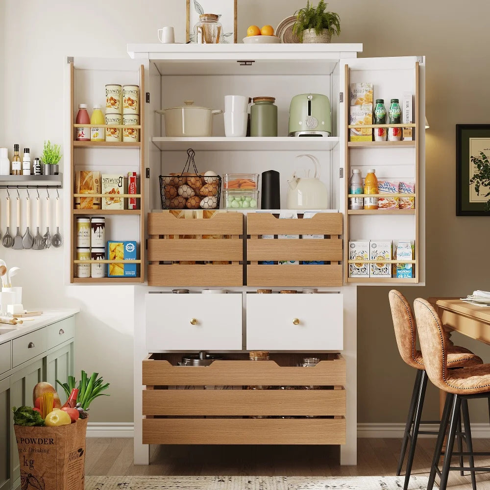 80x40x140cm Kitchen Cabinet, Multi-purpose Buffet, Snack Cabinet