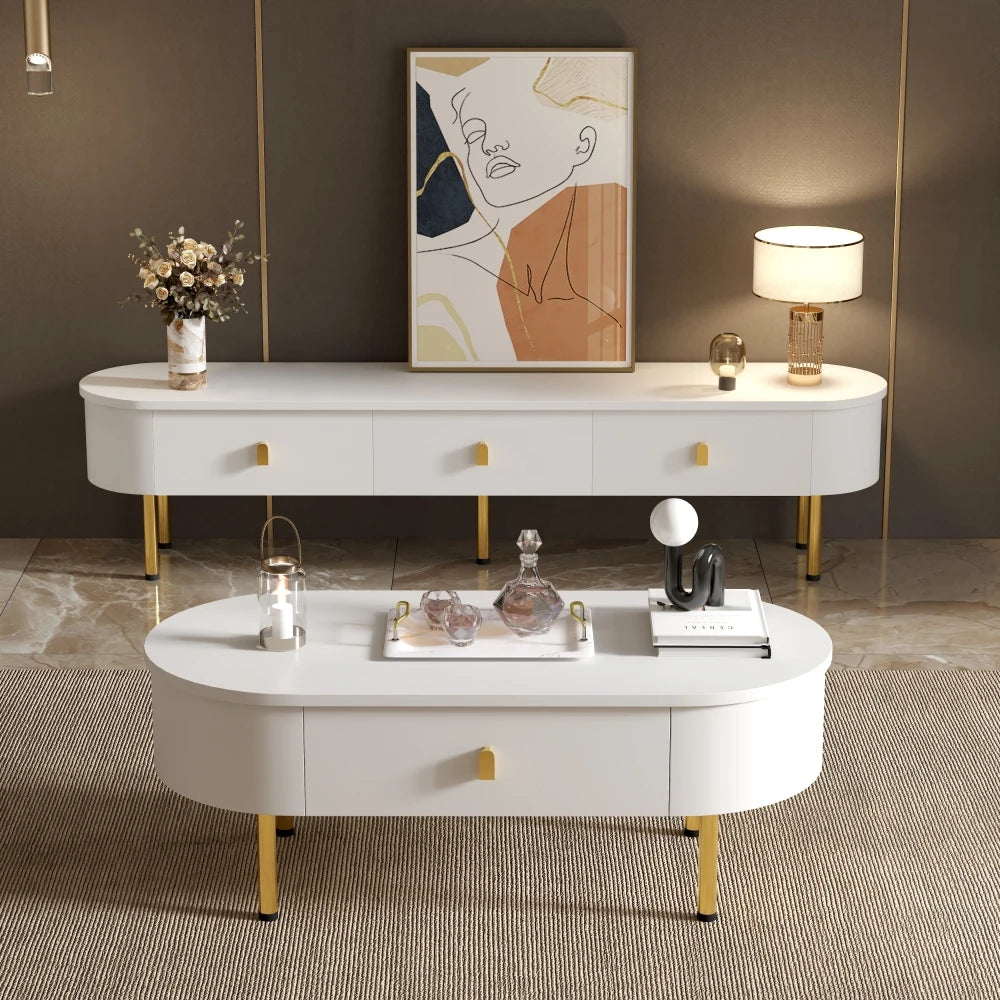 Modern Furniture Lightweight Luxury TV Cabinet Coffee Table Combination