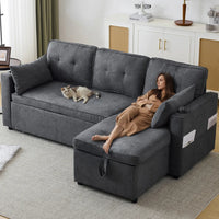 L-shaped Upholstered Sofa Bed with Sleeping Function