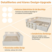 90x200cm /140x190cm /140x200cm Wooden Bed with Storage Space & Reading Light