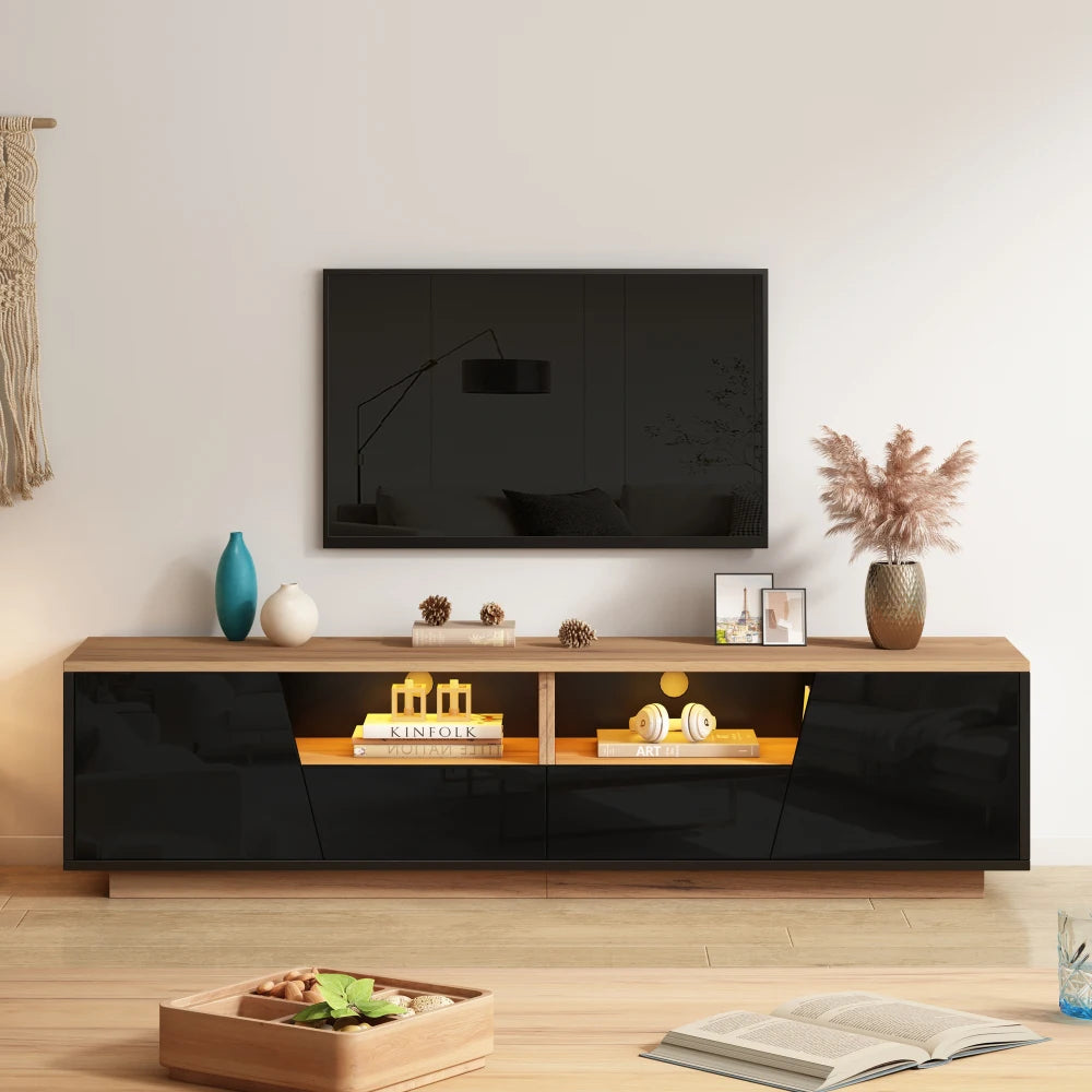 180×40×46cm High Gloss TV Stand Lowboard with 2 Drawers & 2 Storage Cabinets