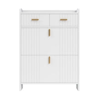 75x24x108.5cm Shoe Cabinet with Folding Compartments & 2 Drawers