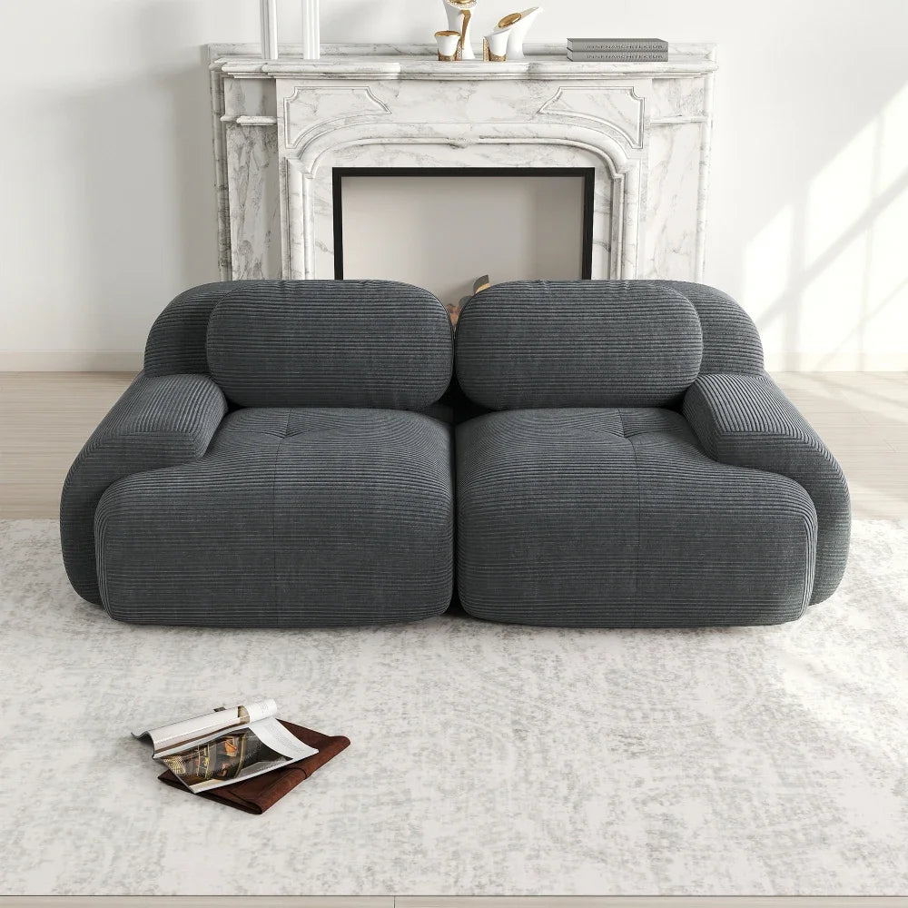 Loveseat-sofa med buede armlæn og skridsikker bund