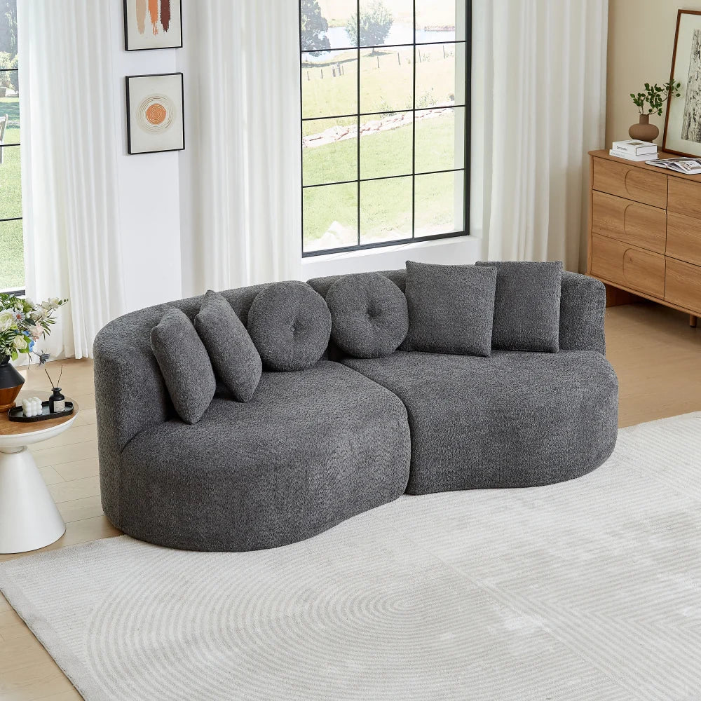 Modulær chenillesofa med buet design