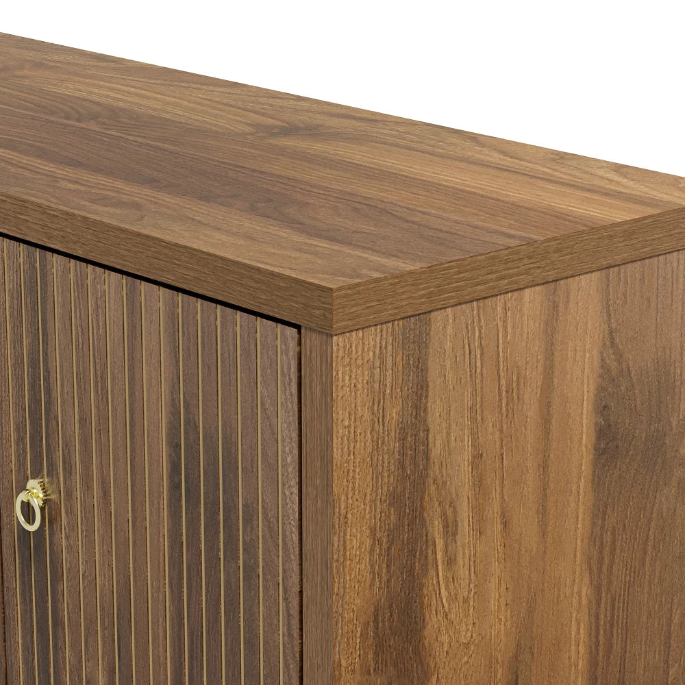147×40×80cm Walnut Sideboard with 4 Doors