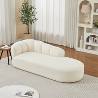 Modern Chenille Chaise Longue, Wavy Backrest Design