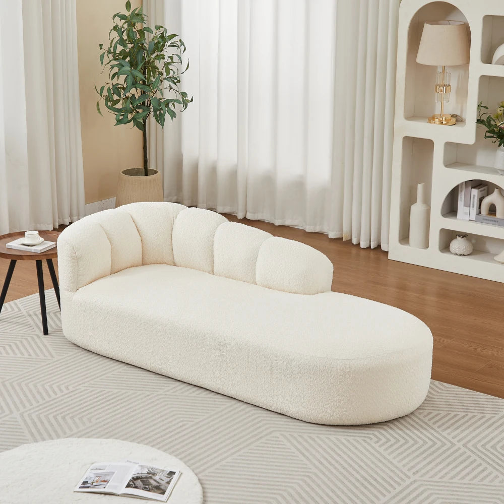 Modern Chenille Chaise Longue, Wavy Backrest Design
