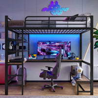 90 X 200cm High Bed, Iron Frame, Desk, Railing, Escalator