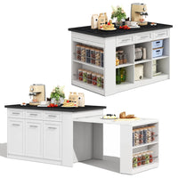 Kitchen Island with 150cm+96cm, Extendable Dining Table