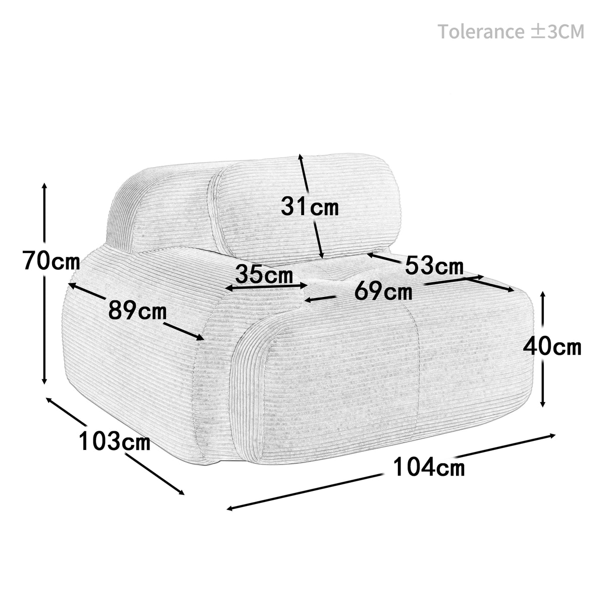 1piece Modern Lovely Sofa Without Armrests with Cushion