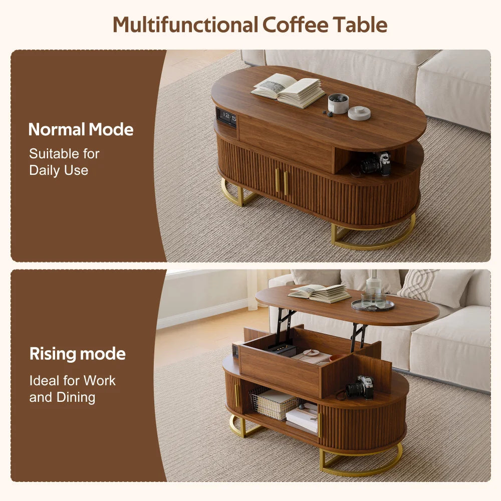 Oval Height Adjustable Coffee Table