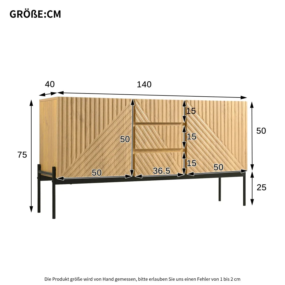 Sideboard with 2 Doors and 3 Drawers, Metal Legs, TV Cabinet, Buffet