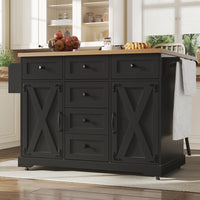 High Quality Kitchen Island, with Wood Grating & Large Storage