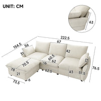 Modern 3-Seater Chenille Corner Sofa with Ottoman