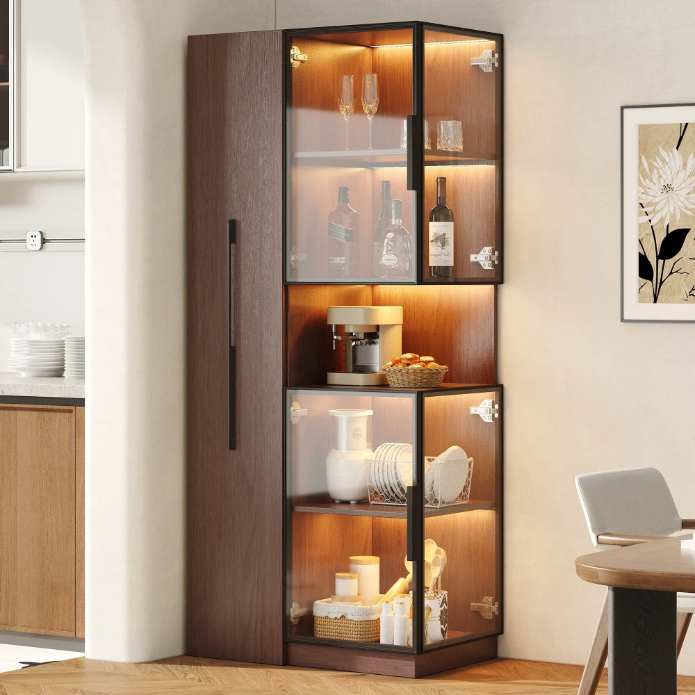 Living Room Display Cabinet with Pull-out Shelf
