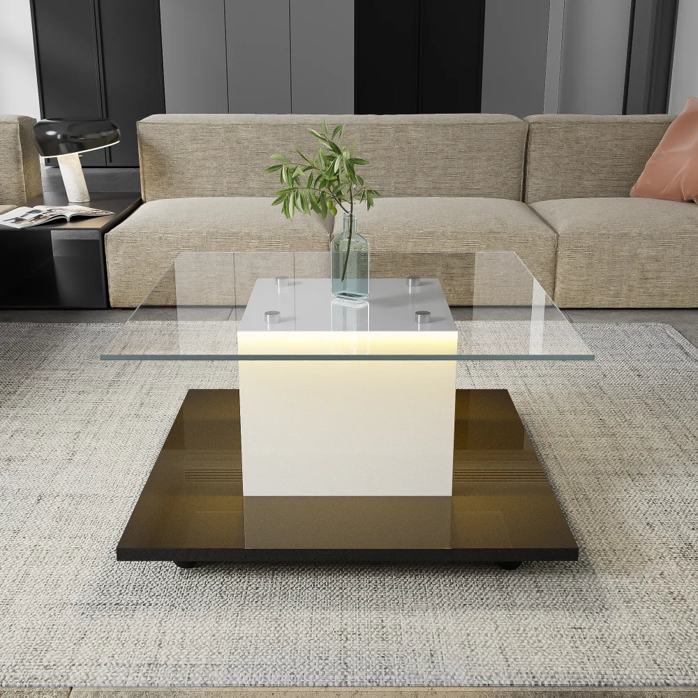 Modern Living Room Coffee Table, High-gloss Glass Coffee Table