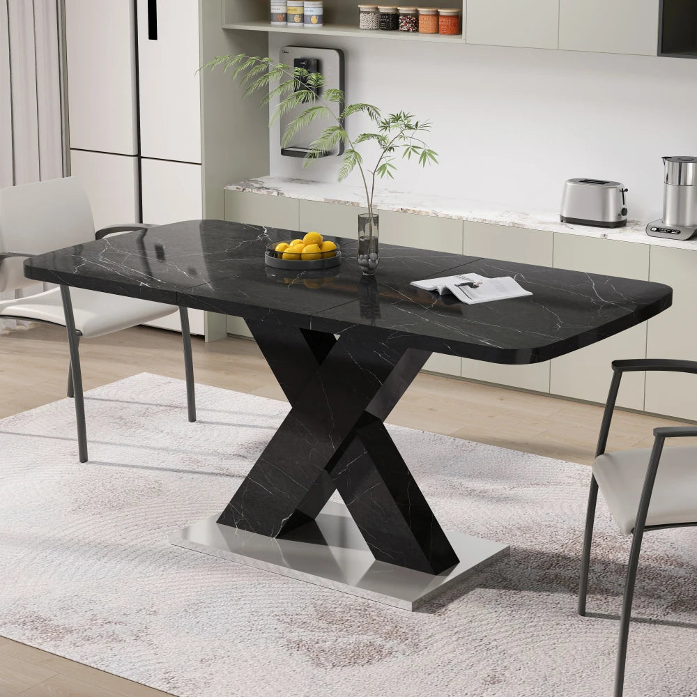 120CM-160CM Modern Rectangle Dining Table, Stretchable