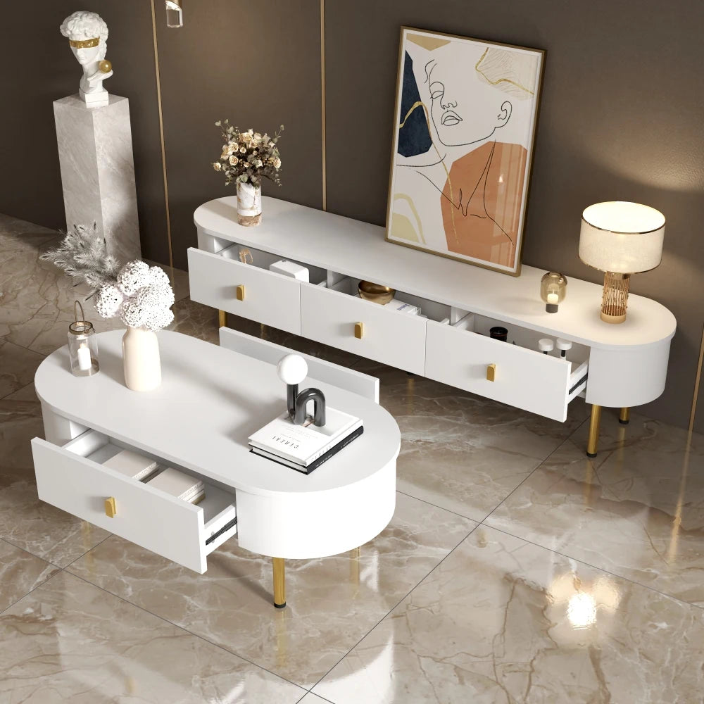 Modern Furniture Lightweight Luxury TV Cabinet Coffee Table Combination