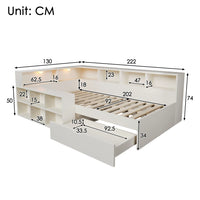 90x200cm /140x190cm /140x200cm Wooden Bed with Storage Space & Reading Light
