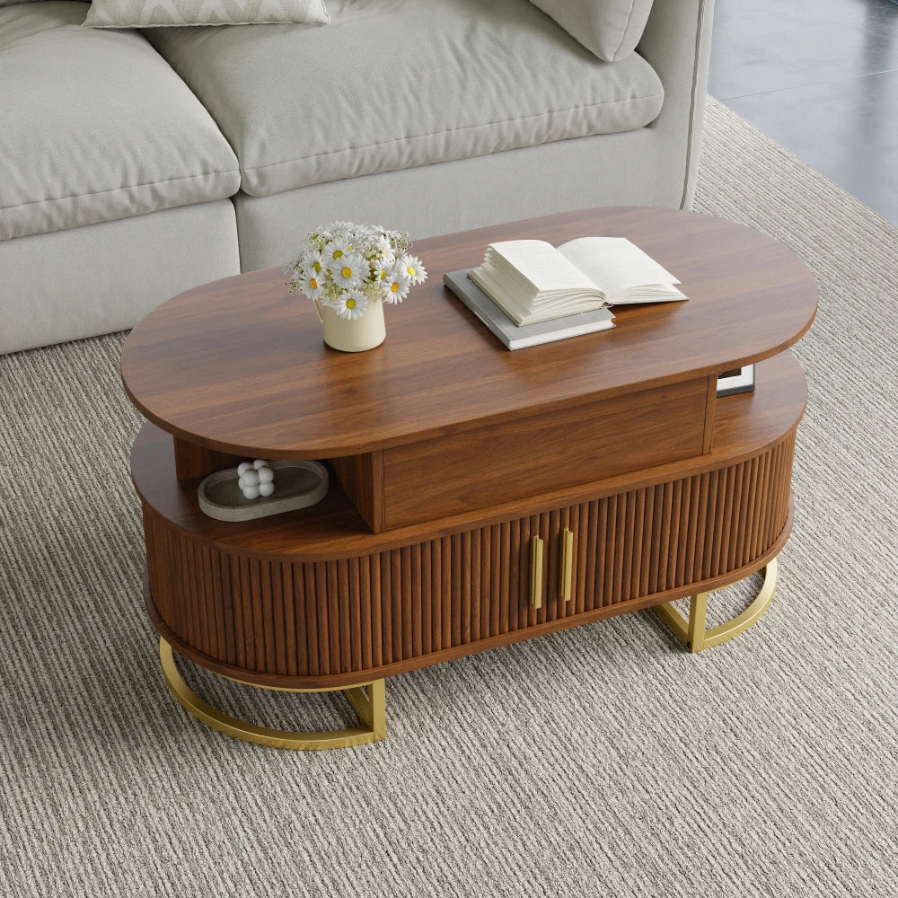 Oval Height Adjustable Coffee Table