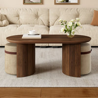 Oval Coffee Table Set with 2 Upholstered Armchairs