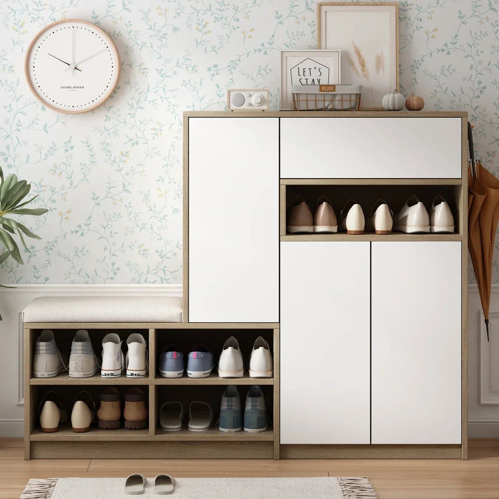Shoe Cabinet, Shoe Bench, Shoe Rack with Padded Seat