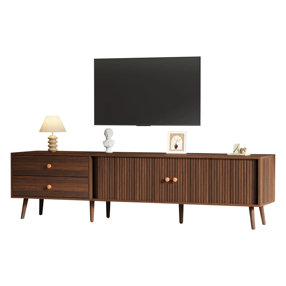 TV-bord i valnøddelook med 2 skuffer, 180x40x46,5 cm