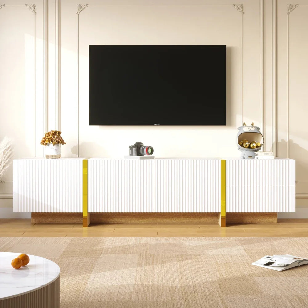 190cm Modern TV Cabinet, with 3 Doors and 2 Drawers, Large Storage