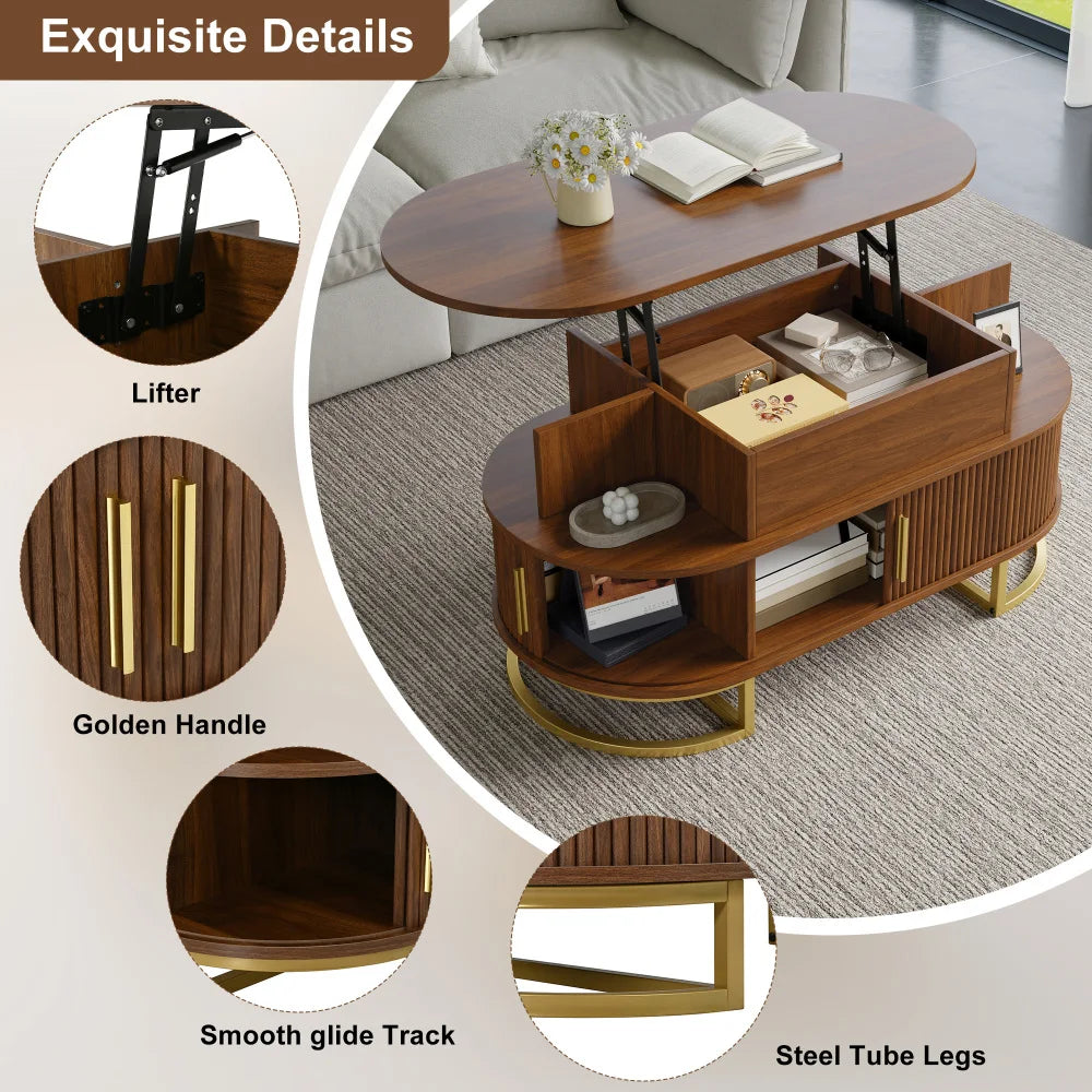 Oval Height Adjustable Coffee Table