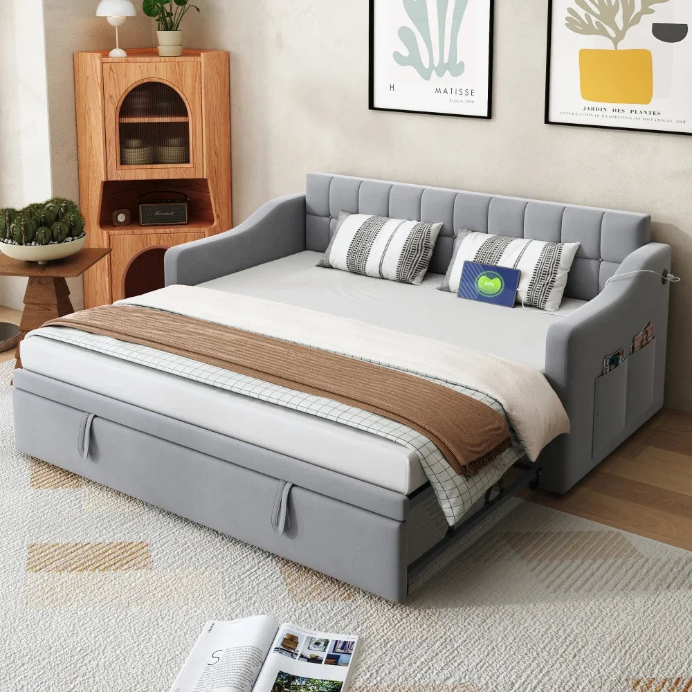 Upholstered Bed Sofa Bed Multi-function Sofa Bed 90*180*190