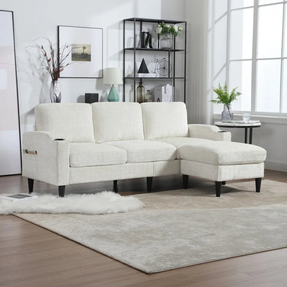 4-seater Elegant Sofa with Stool and Storage with Comfortable Armrests