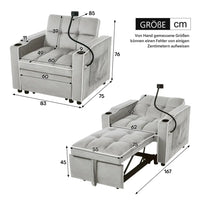 83*167*76cm 3-in-1 Extractable Single Sofa Bed