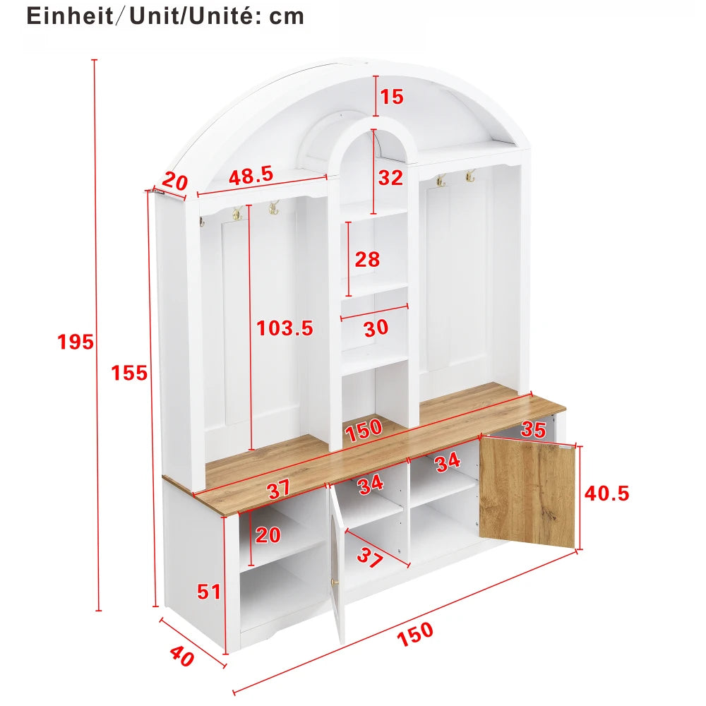 Multifunctional Wardrobe with Shoe Rack and Hooks