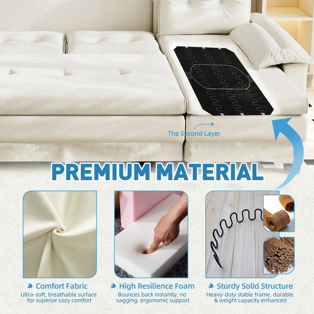 278cm U-Shaped Modular Sofa Bed