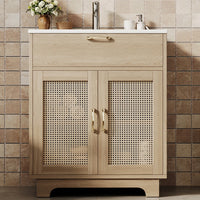 76x46x88cm Bathroom Cabinet, with Drawer Lift and Double Soft-close Doors