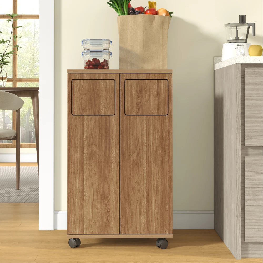 Rolling Trash Can Cabinet with Wheels