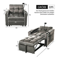 83*167*76cm 3-in-1 Extractable Single Sofa Bed