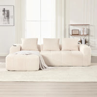 Compact Sofa Soft, Modular Sofa with Side Pocket and Beverage Holder
