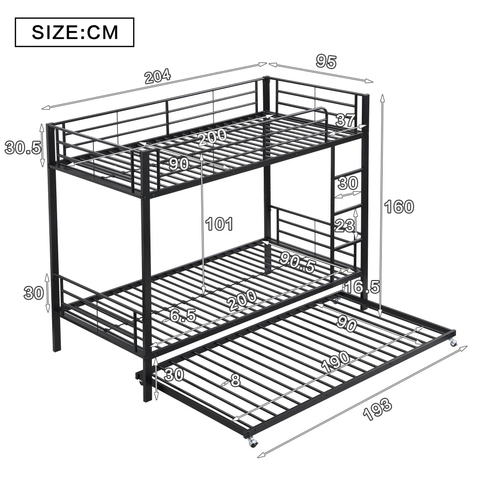 90x200cm&90x190cm Iron Bunk Bed, with Pull-out Bed