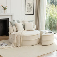 Round Sofa with 5 Pillows, Multi-Functional Reading Chair with Ottoman