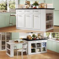 Kitchen Island with 150cm+96cm, Extendable Dining Table