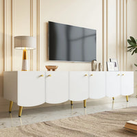 180x40x45cm Modern TV Cabinet Sideboard, White Lowboard with 6 Doors